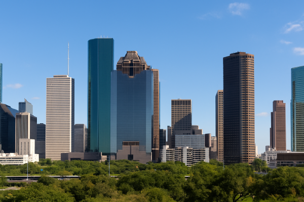 Houston, Texas skyline representing the HUFF DATA SYSTEMS Houston service area